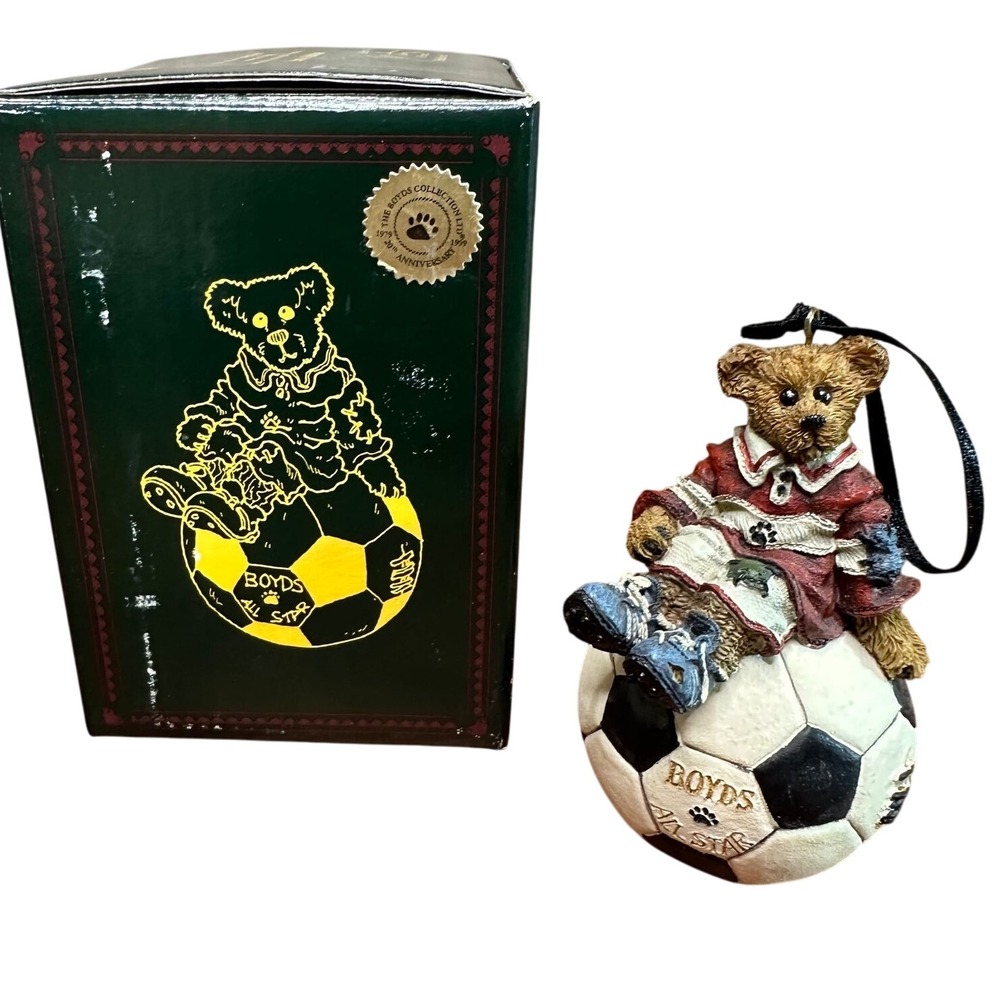 Boyds Bears Ornament Rocky Score Soccer Bearstone Christmas X-mas VTG